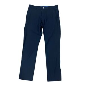 TWILLORY Mens Navy Blue Textured Technical Fabric Tailored Fit Performance Pants